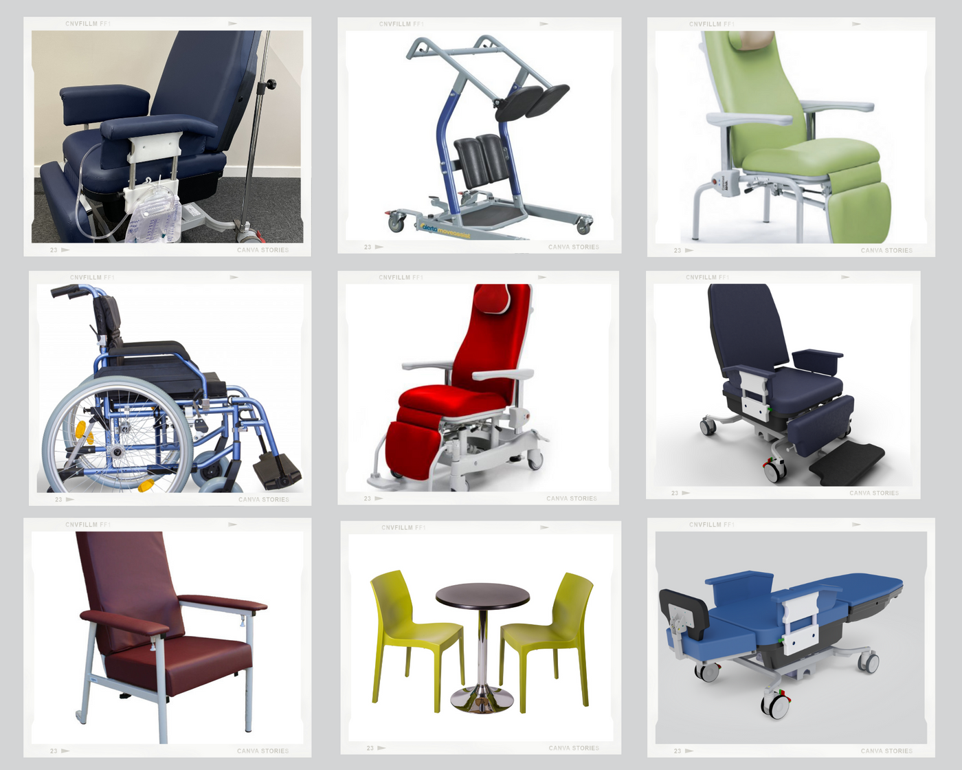 Images of the range of Caremed hospital chairs we offer
