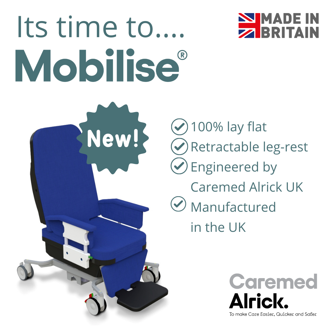 The new Mobilise CH5 early mobilisation care chair manufactured in the UK 