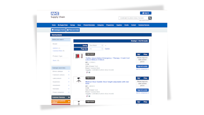 Caremed on NHS Supply Chain