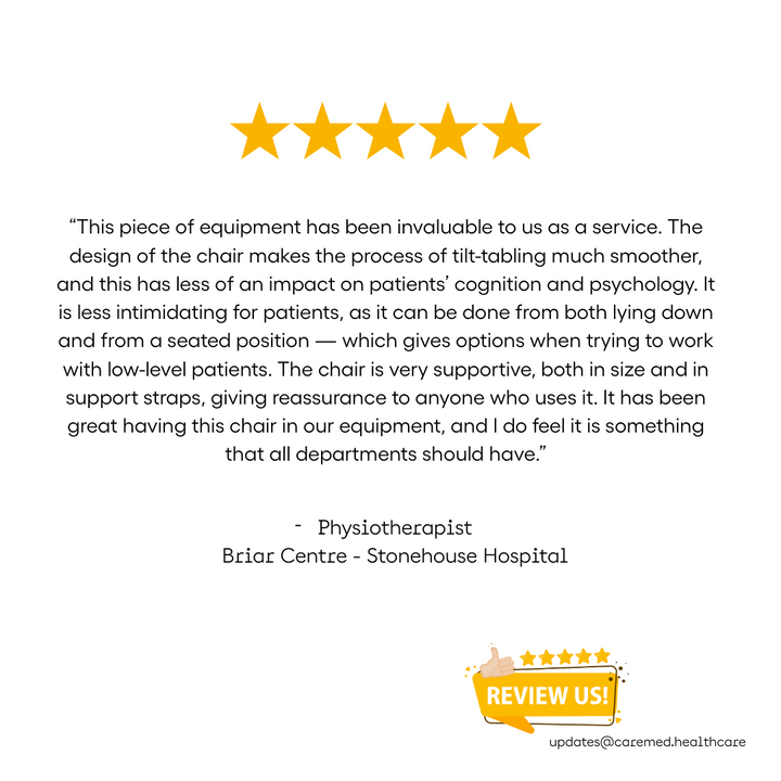 Thekla 4.1 Mobilisation and Rehabilitation Chair with Layflat® and tilt table capability.