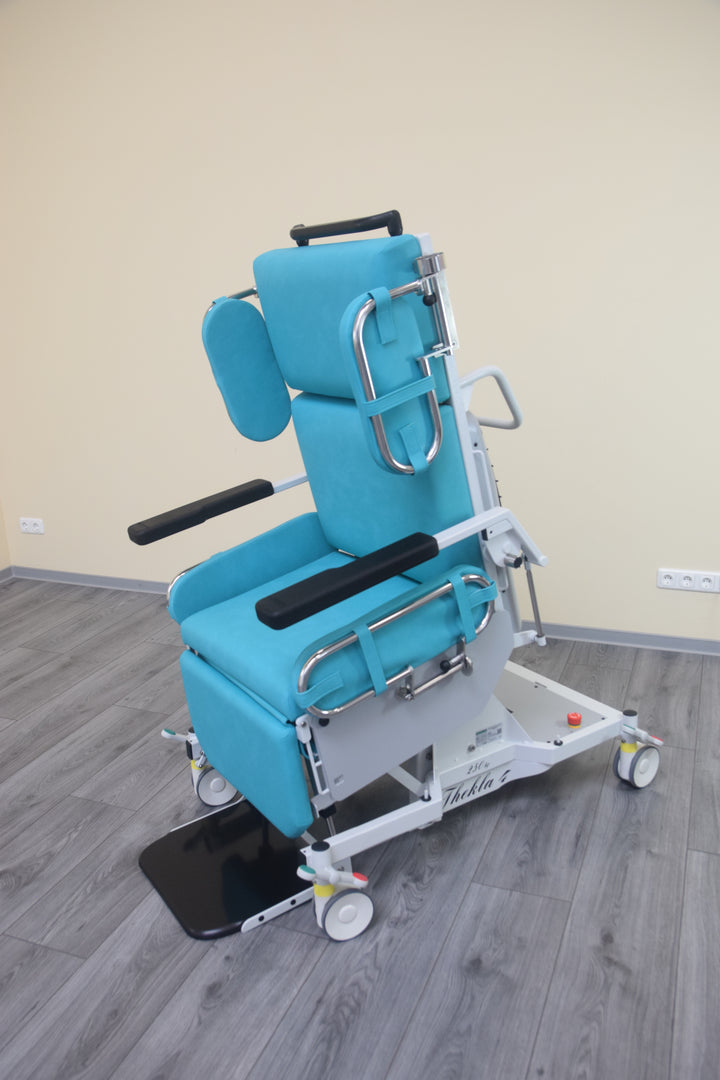 Thekla 4.1 Mobilisation and Rehabilitation Chair with Layflat® and tilt table capability.