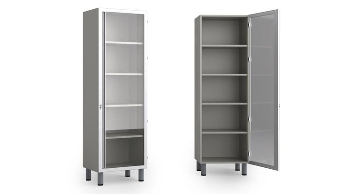 Hospital storage cabinet with glass door